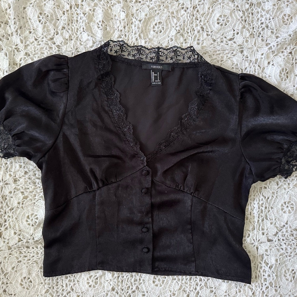 Forever 21 Black Lace Top